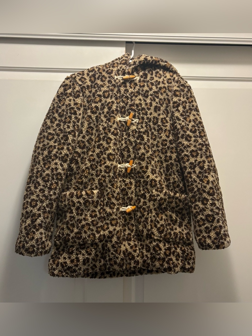 Boden cheetah toggle coat, size 13/14Y
